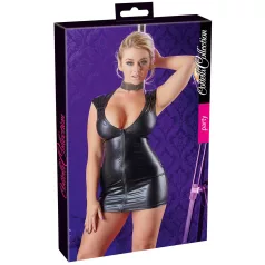   Cottelli - vestido curto sem mangas - vinil brilhante - preto