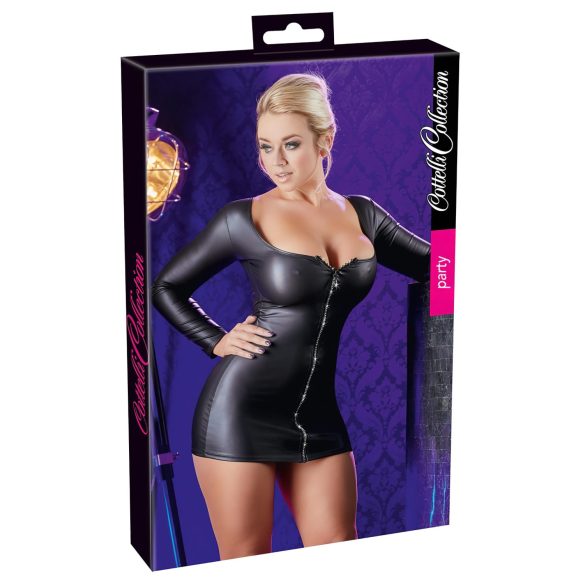 Cottelli - vestido festa com zíper strass (preto)