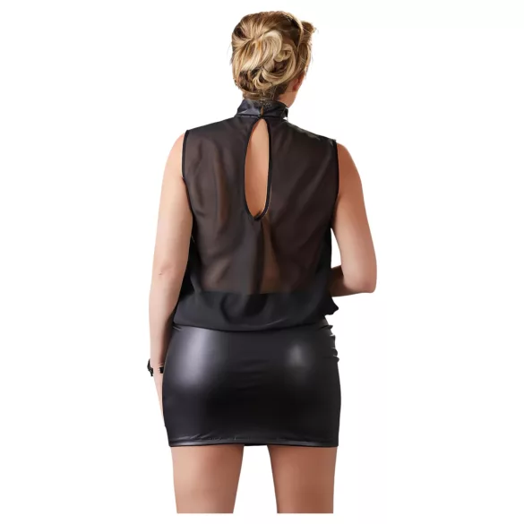 Cottelli Plus Size - vestido chiffon brilhante - preto - 2XL