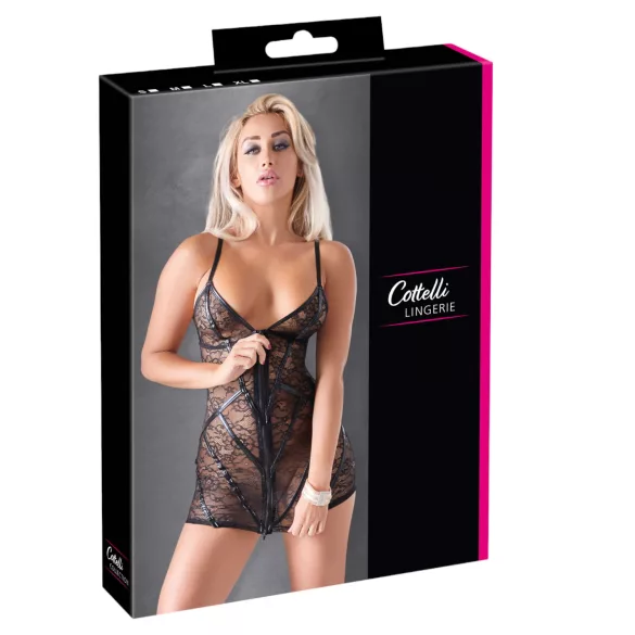 Cottelli - vestido de renda com listras brilhantes - preto - L