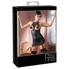 Abierta Fina - minivestido sexy - tecido brilhante preto