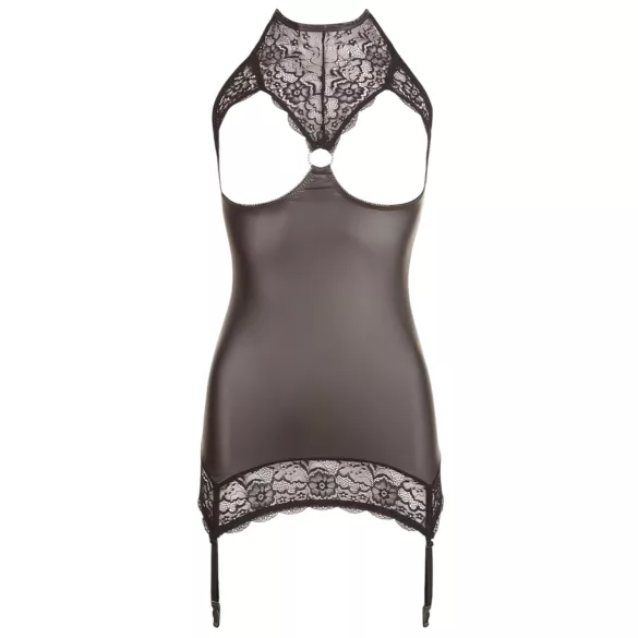 Abierta Fina - minivestido sexy - tecido brilhante preto - L