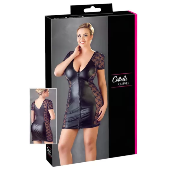 Cottelli Plus Size - lingerie rendada com laço - preto