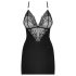 Obsessive 828-CHE-1 - Vestido com alças de strass e tanga (preto)
