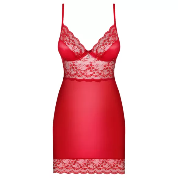 Obsessive Lovica - camisola rendada com tanga - vermelho - 2XL