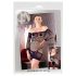 Mandy Mystery - Mini vestido de rede c/luvas e tanga preta (S-L)