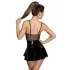 Noir - vestido vinil com rede - preto - L