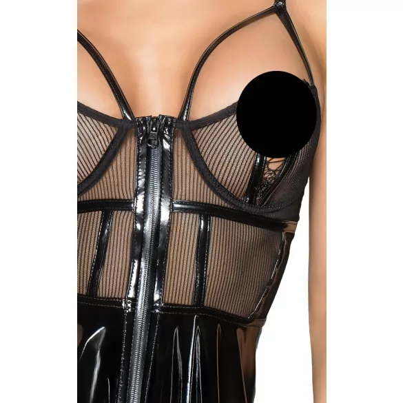Noir - vestido vinil com rede - preto - XL