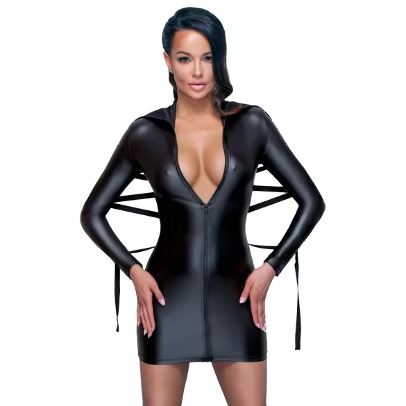 Cottelli Bondage - Vestido fetiche brilhante com algema - preto - M