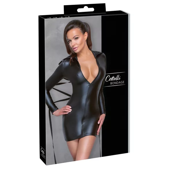 Cottelli Bondage - Vestido fetiche brilhante com algema - preto - L