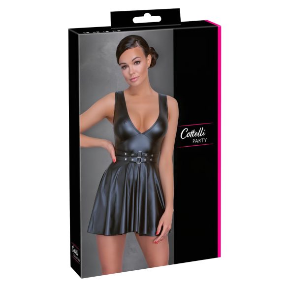Cottelli - Vestido Plissado com Cinto (Preto) - L