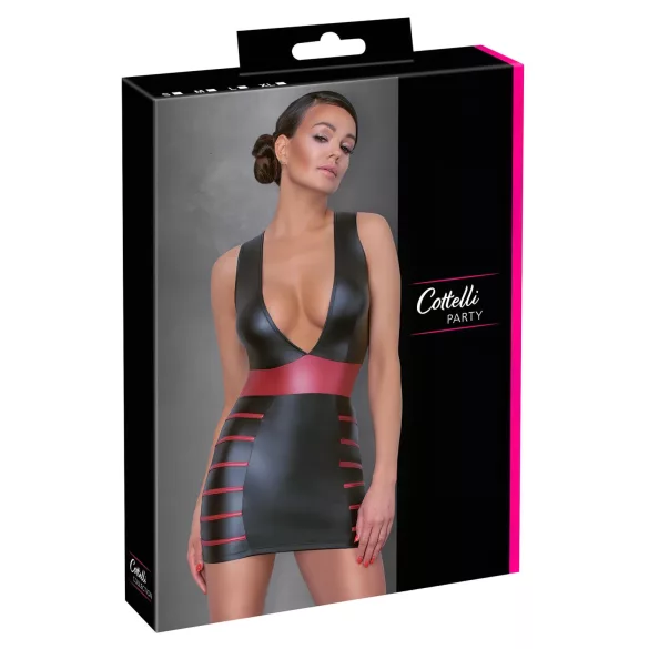 Cottelli Party - Listrado, Ajustado ao Corpo (Preto-Vermelho) - XL