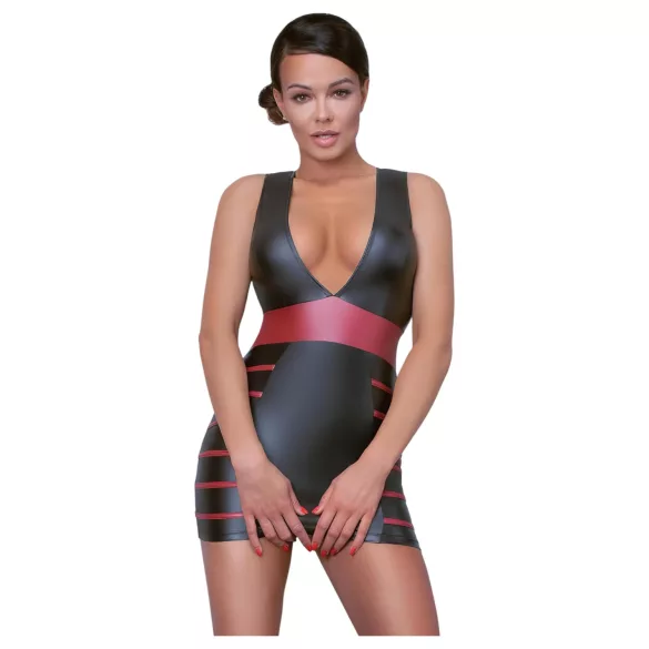 Cottelli Party - Listrado, Ajustado ao Corpo (Preto-Vermelho) - XL