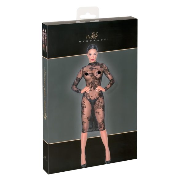Noir - vestido transparente floral, manga longa (preto) - M