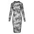 Noir - vestido transparente floral, manga longa (preto) - M