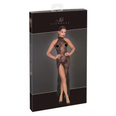 Noir - vestido longo transparente floral - preto