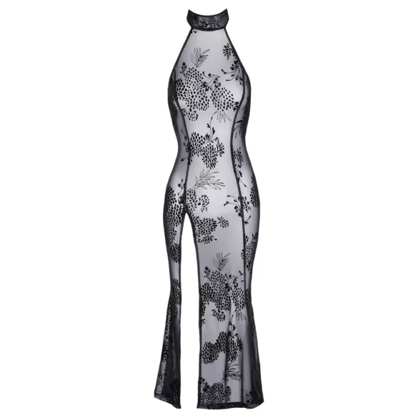 Noir - vestido longo transparente floral - preto - L