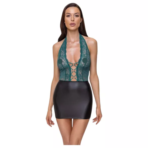 Cottelli - vestido sexy de renda com laço - preto e verde