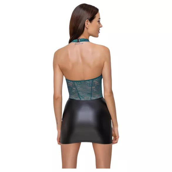 Cottelli - vestido sexy de renda com laço - preto e verde - M
