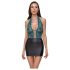 Cottelli - Vestido rendado brilhante com cordões (preto-verde) - L