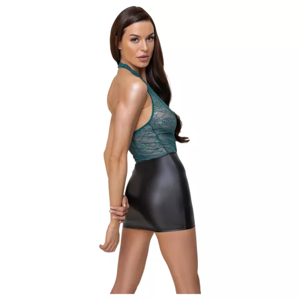 Cottelli - vestido sexy de renda com laço - preto e verde - XL