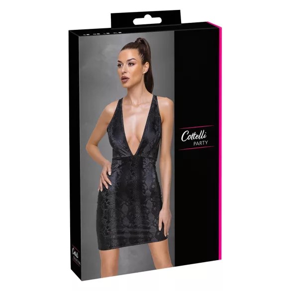 Cottelli Party - vestido estampa serpente (preto) - L