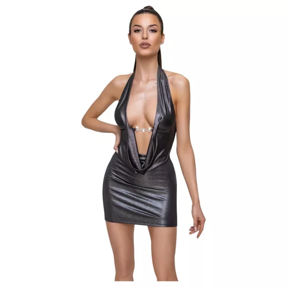 Cottelli Party - vestido curto gola alta - prata - L