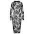 Noir - vestido preto de manga longa com toque rosado - L