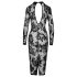 Noir - vestido preto de manga longa com toque rosado - L