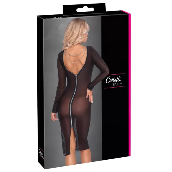 Cottelli Party - vestido transparente com zíper - preto - M