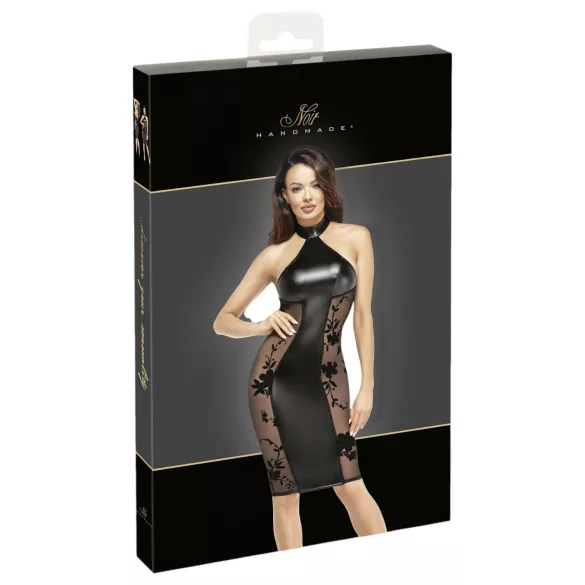Noir - vestido brilhante com colarinho (preto) - L