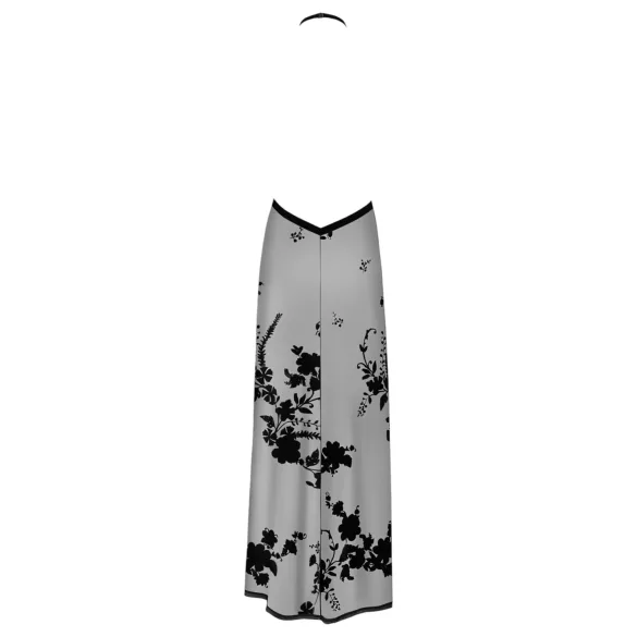 Noir - vestido longo floral completamente transparente (preto) - L