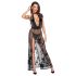 Noir - Vestido longo floral totalmente transparente (preto) - XL