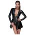Noir - Vestido Curtinho Preto de Manga Longa com Abertura Frontal - M