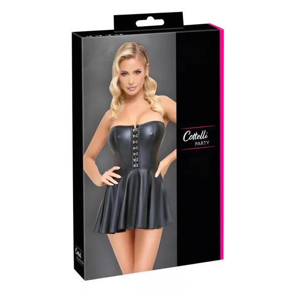 Cottelli - vestido curto brilhante com saia plissada - preto - M