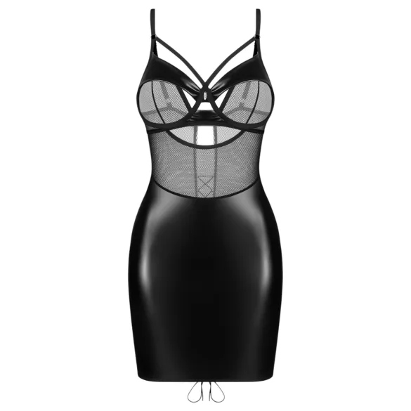 Obsessive Dominna - vestido fetiche vinil com transparência - preto