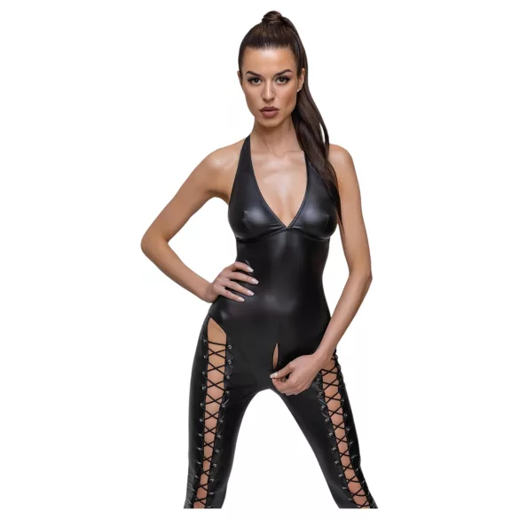 Cottelli Party - Macacão corset preto com alças no pescoço