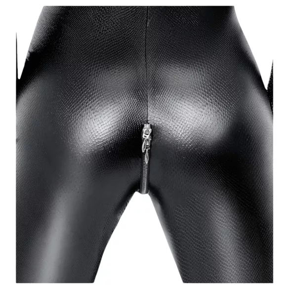 Noir - macacão longo fetiche - estampa cobra - preto