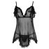 Cottelli - Babydoll preto sensual com babados - L