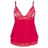 Cottelli Plus Size - elegante babydoll de renda (vermelho) - 2XL