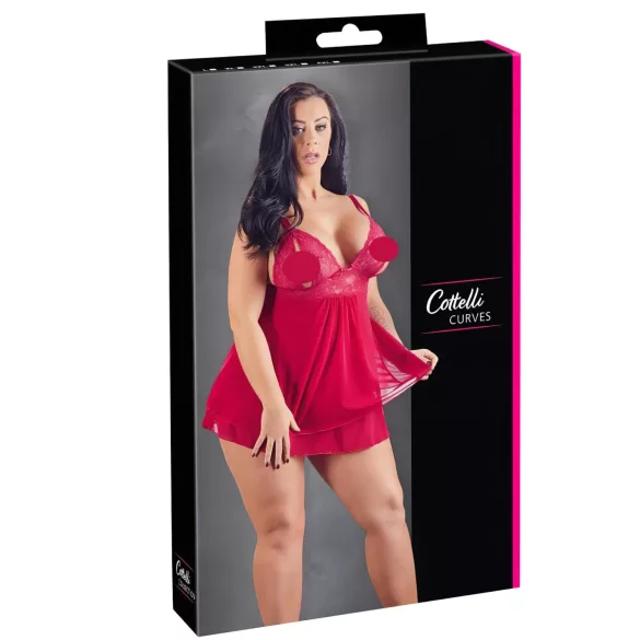 Cottelli Plus Size - babydoll rendado plus size - vermelho - 3XL
