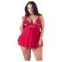 Cottelli Plus Size - elegante babydoll de renda (vermelho) - 3XL