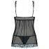 Obsessive Amanta - babydoll bordado e tanga (preto-turquesa) - L/XL