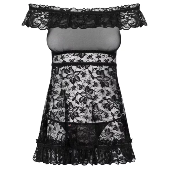 Obsessive - babydoll e tanga rendado - preto - L/XL