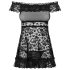 Obsessive Flores - babydoll com babados e tanga (preto) - L/XL