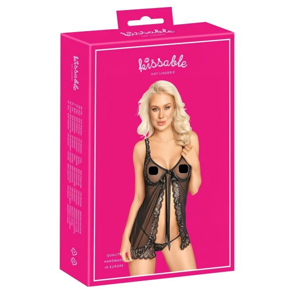 Beijável - babydoll aberto (preto)