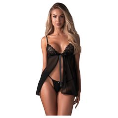 Obsessive Blomentis - conjunto de babydoll rendado (preto)