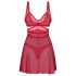 Obsessive Cupide Desir - conjunto de camisola de renda transparente (vermelho) - L/XL