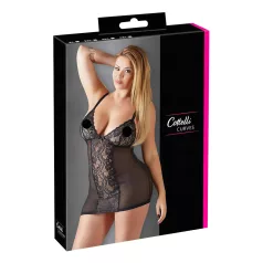 Cottelli Plus Size - camisola transparente rendada - preto