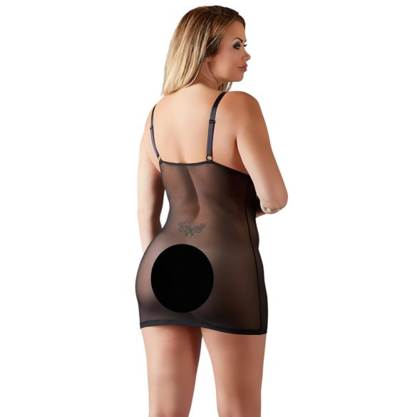 Cottelli Plus Size - camisola rendada translúcida (preta) - 2XL